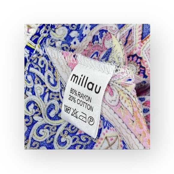 new Millau ꧁ Cold Shoulder Lace Fringe Festival Crop Top ꧁ Multicolor Print ꧂ XS - Picture 10 of 16